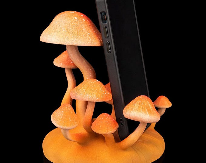 Mushroom Phone Stand – 3D Printed Desk Organizer, Cute Mushroom Phone Holder, Desk Accessory Gift for Her, Nature Decor
