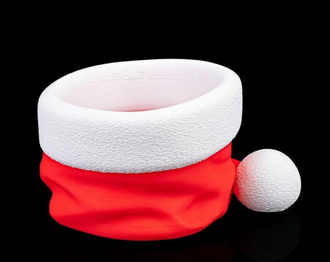 Christmas Candy Bowl, Holiday Snack Dish, Santa Hat Treat Holder Gift Basket