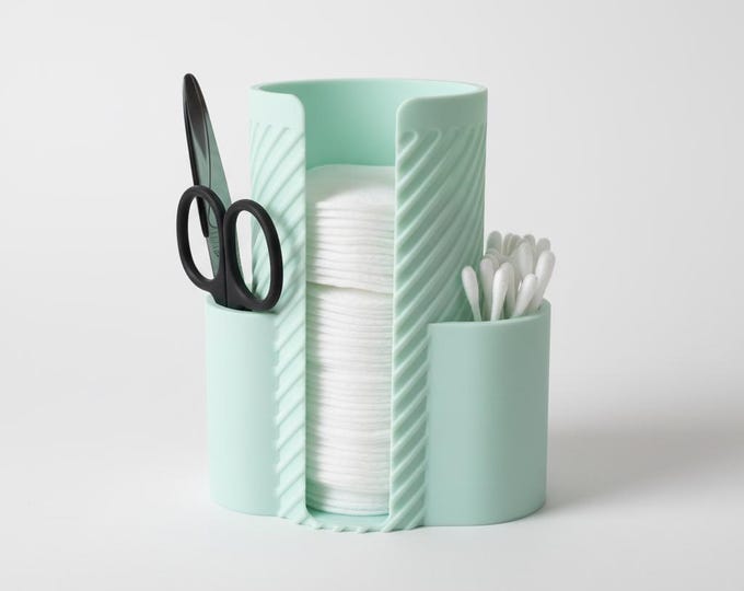 Bathroom Vanity Organizer – Makeup Storage Container, Cotton Pad Holder, Beauty Tool Caddy, Desk Organizer Gift