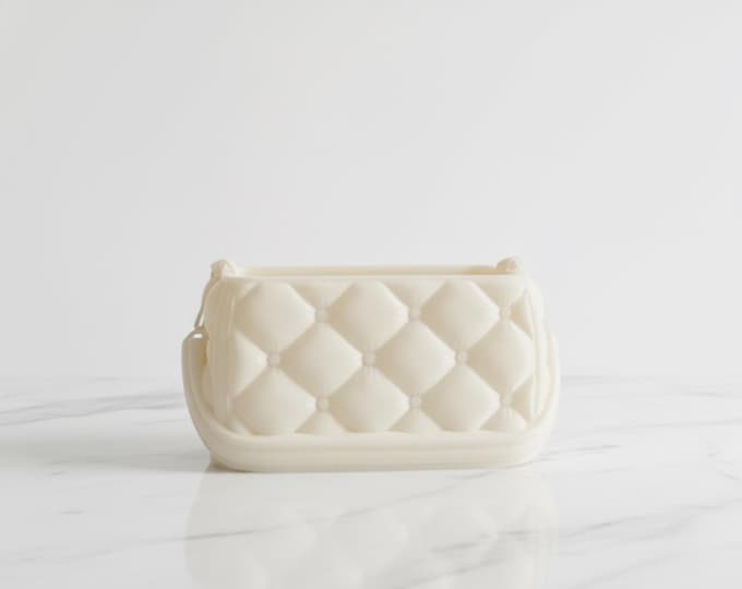 Quilted Storage Box – 3D Printed Desk Organizer, Luxury Vanity Trinket Container, Home Office Decor