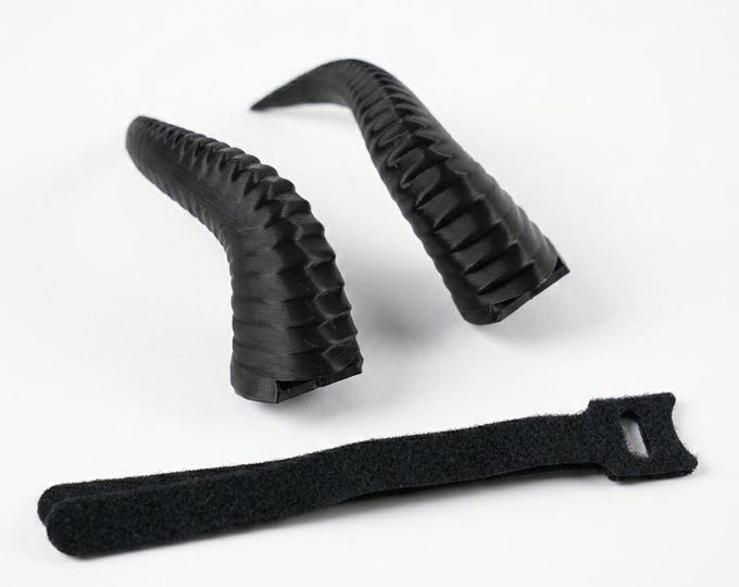 3D Printed Devil Horns – Black Matte Demon Costume Horns, Velcro Headband Attachment