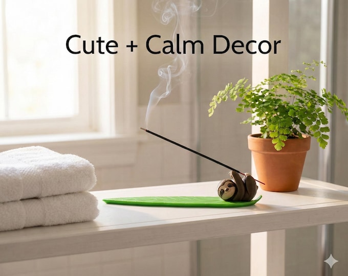 Sloth Incense Holder, 3D Printed Incense Burner, Cute Leaf Ash Catcher Tray, Stick Incense Stand, Gift for Sloth Lovers
