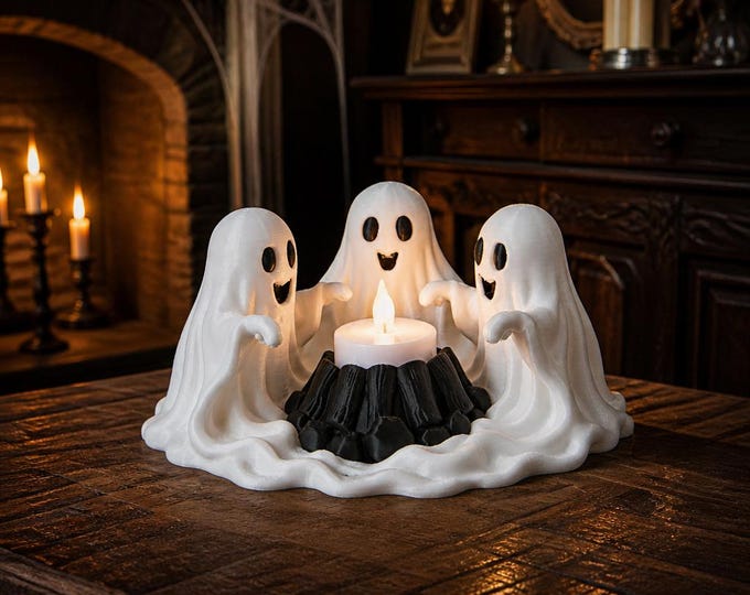 Ghost Campfire Candle Holder, 3D Printed Halloween Candle Holders