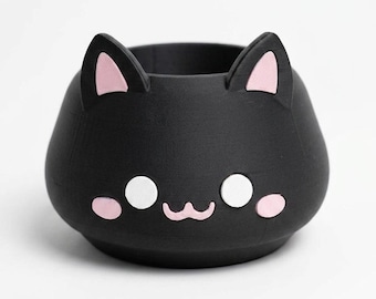 Cat Head Planter – Kawaii Succulent Pot, Cute Desk Decor, 3D Printed