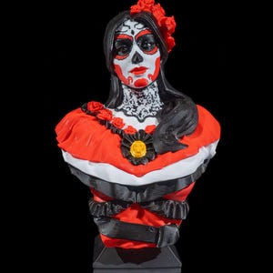 Mexican Calavera Skull Statue | Day of the Dead Catrina Decor | Cultural Art for Halloween, Dia de Muertos, Mexican Heritage, Home Decor
