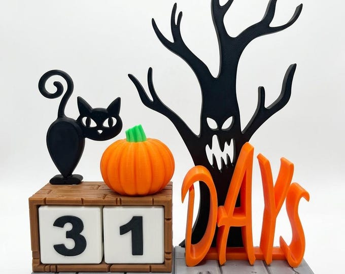 Halloween Countdown Display – Spooky Desk Decor, 3D Printed Dice Calendar