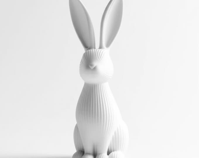 3D Printed Easter Bunny Decor, Ribbed Geometric Rabbit Figurine, Modern Spring Decoration, Teacher Gift, Easter Table Centerpiece