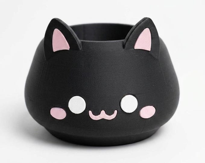 Cat Head Planter – Kawaii Succulent Pot, Cute Cat Plant Pot, Small Indoor Desk Decor