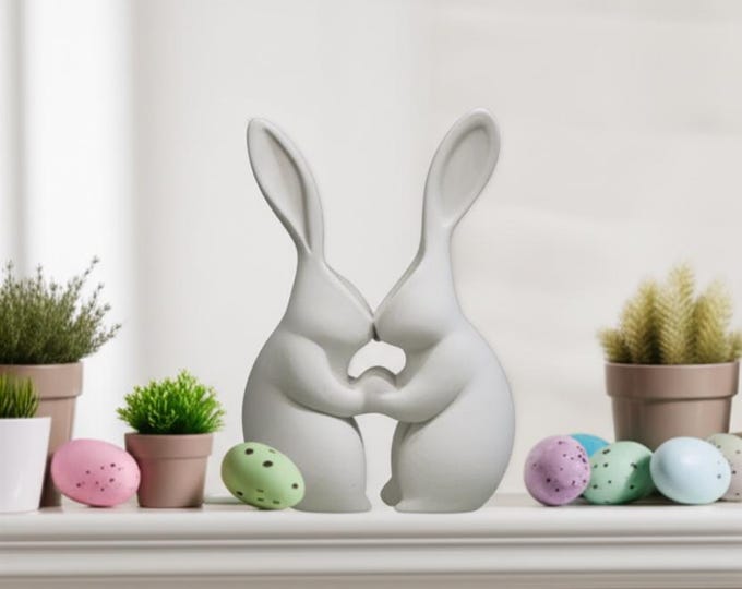 Easter Decor Bunny Vase 3D Printed, Mothers Day Gift Spring Decor, Rabbit Figurine Planter, Nursery Decor, Teacher Gift Cozy Home