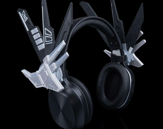 3D Printed Cyberpunk Headphone Attachment, Futuristic Armor Wing Gaming Accessory