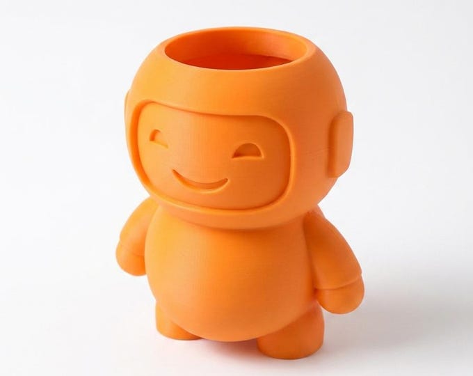 3D Printed Robot Planter – Kawaii Desk Organizer, Modern Mini Plant Pot