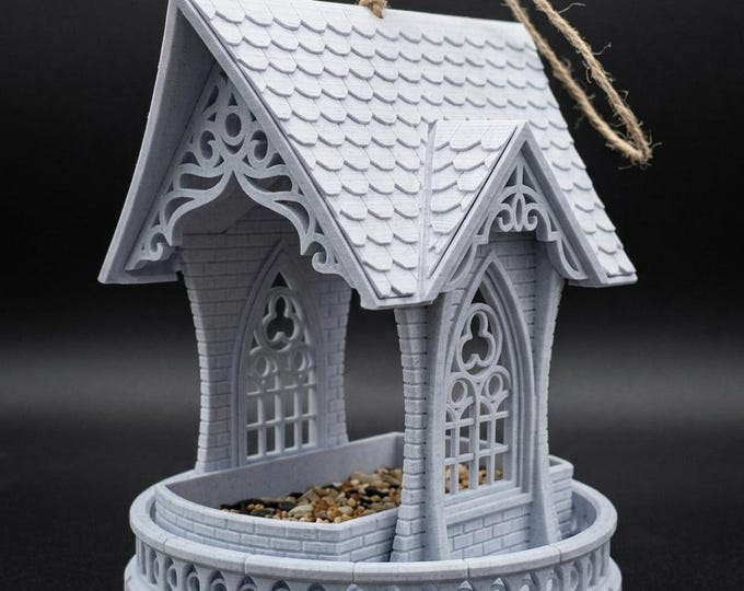 Gothic Bird Feeder – Cathedral Hanging Feeder, Gothic Garden Decor