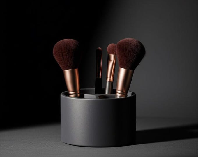 Makeup Brush Holder Desk Organizer, Cylindrical Cosmetic Storage, Beauty Tool Stand, 3 Compartment Brush Organizer, Vanity Storage