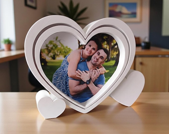 Heart Photo Frame Valentine Gift | 3D Printed Picture Frame | Romantic Couples Gift | Love Heart Frame | Valentine's Day Decor