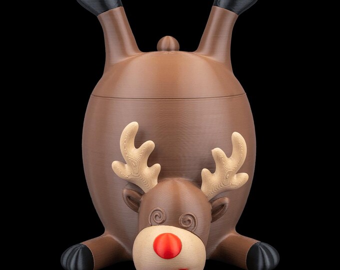 Christmas Candy Bowl, Holiday Snack Container, Reindeer Treat Jar with Removable Lid