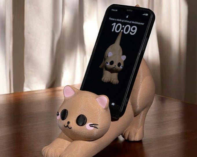 Cute Cat Phone Stand & Game Controller Holder, Kawaii Desk Dock, Gaming Accessory, Gamer Gift, Phone Holder