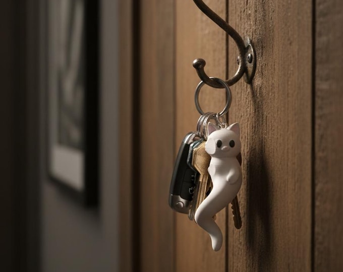 Magnetic Hugging Cat Keychain Set | Matching Couple Keychains | Cat Lover Gift |Valentine's Day | Best Friend Gift | 3D Printed