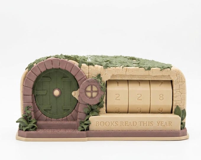 Round Door Book Counter, Reading Tracker, Book Reader Gift, 3D Printed Desk Decor