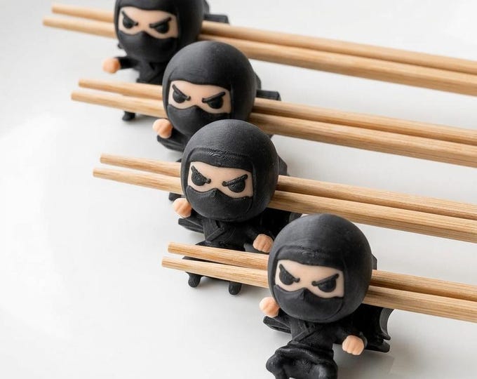 Ninja Chopstick Trainer Set – Kawaii Chibi Chopstick Helper, 3D Printed, Kids & Beginners