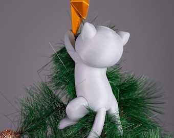 Cat Christmas Tree Topper with Star, Holiday Decor