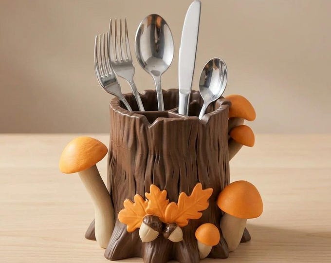 Mushroom Grove Cutlery Organizer, 3D Printed Thanksgiving Cutlery Organizer, Fall Parties, Wedding Home Decor