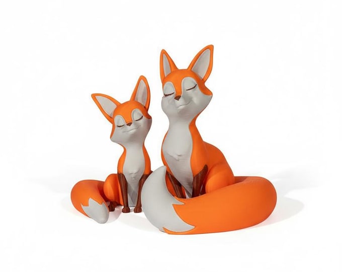 Fox Bookends 3D Printed – Cute Orange Woodland Nursery Book Holders, PLA Animal Shelf Decor