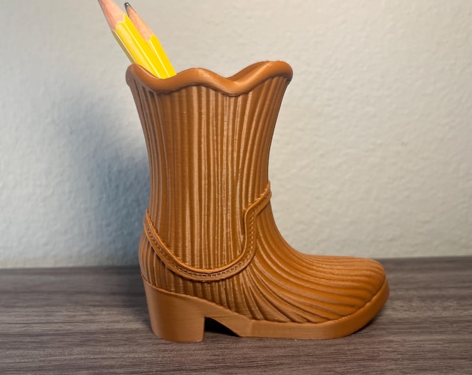 Cowboy Boot Pencil Holder Western Desk Organizer Rustic Pen Cup Country Office Decor Cowgirl Gift Teacher Farmhouse Texas Style