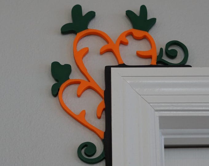 Farmhouse Carrot Door Corner Decor, Door Frame Corner Accent, Spring Easter Carrot Wall Art, Black White Farmhouse Kitchen Decor, PLA