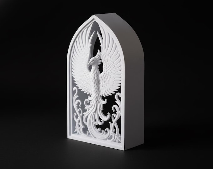 Phoenix Gothic Book Nook  9.72 Inch – Sculptural Tea Lighting Table, Gothic Home Decor, Phoenix Home Decor Gift