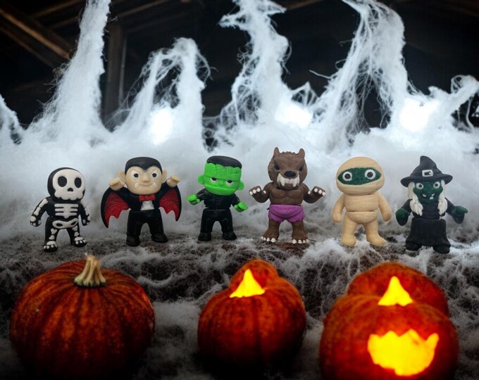 Halloween Flexi Fidget Toys: Vampire, Frankenstein, Witch, Mummy, Werewolf, Skeleton