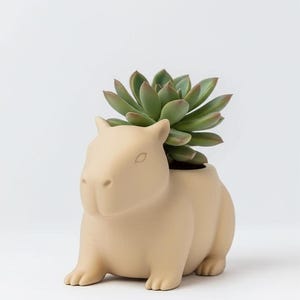 Vaso para suculentas em formato de capivara – Vaso fofo em formato de animal para decoração de mesa, vaso de plantas para interiores impresso em 3D, ideal para presentear.