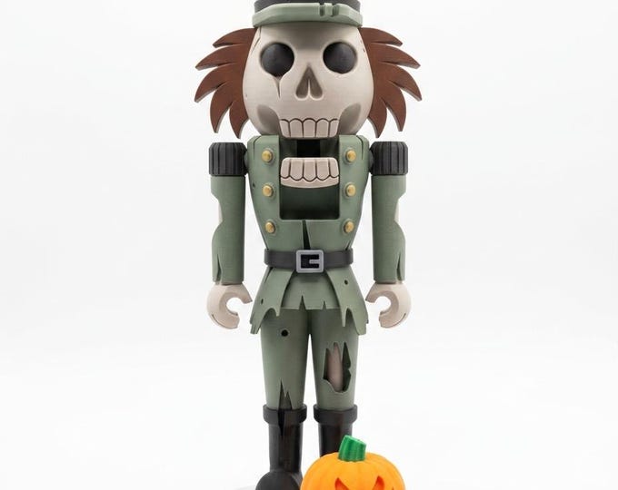 Halloween Nutcracker – Zombie Soldier Shelf Decor, 3D Printed Gothic Figure