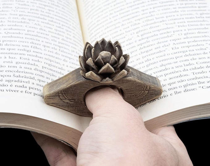 Lotus Thumb Page Holder Ring, Winged Book Page Keeper, One Hand Reading Aid, Floral Reading Accessory, Book Lover Gift
