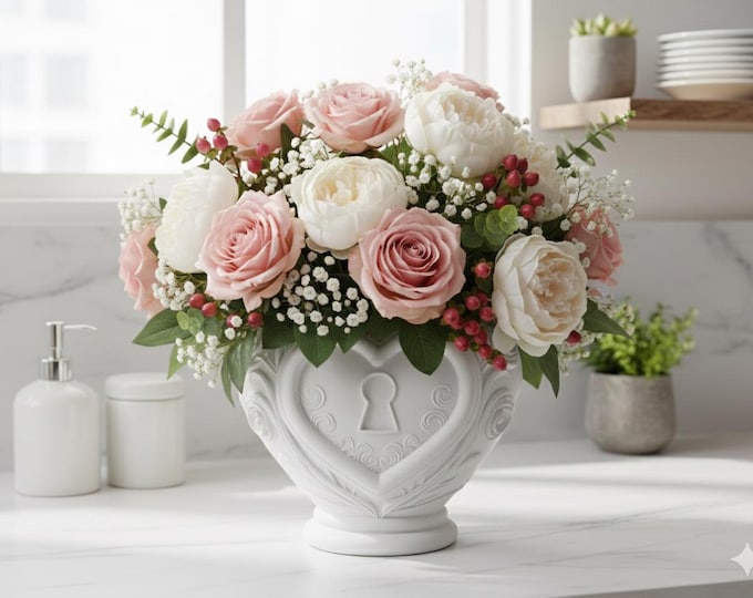 Heart Locket Planter, Heart Shaped Succulent Pot, Romantic Valentine Gift for Her, Wedding Anniversary Decor, Small Flower Pot