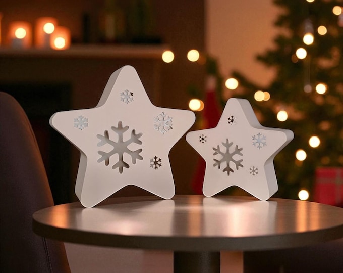 Snowflake Tea Light Holder: Christmas Star Decor, LED Candle Included