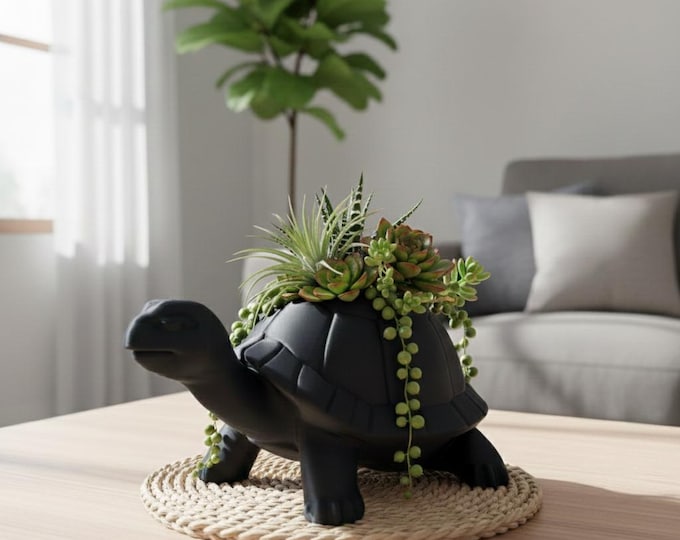 Turtle Succulent Planter 3x3, Cute Turtle Mini Planter, Air Plant Holder, Desk Windowsill Decor, Turtle Lover Gift, 3D Printed PLA