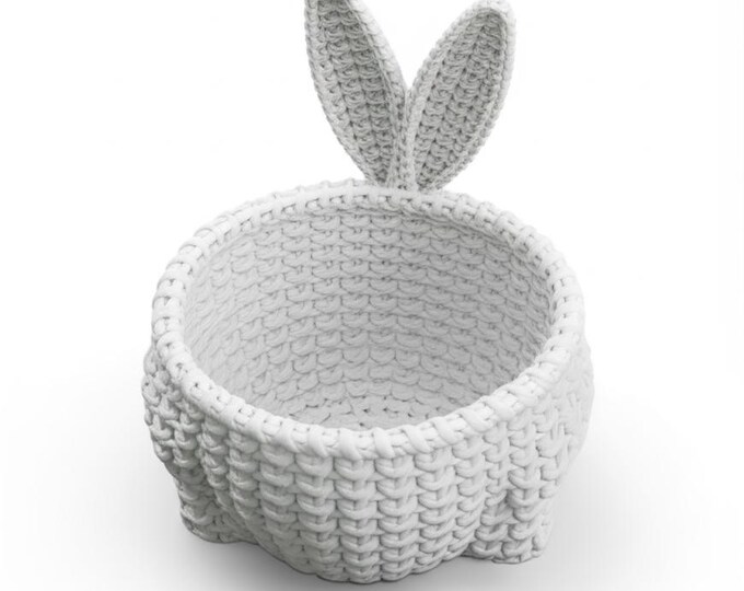 Easter Bunny Basket 3D Printed Storage Container, Spring Decor Organizer, Easter Gift for Kids Mom Teacher, Cute Rabbit Basket