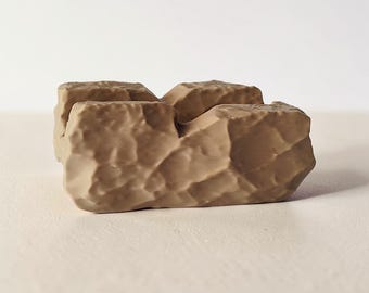 Business Card Holder – Rock-Shaped Desk Organizer, 3D Printed Stone Texture