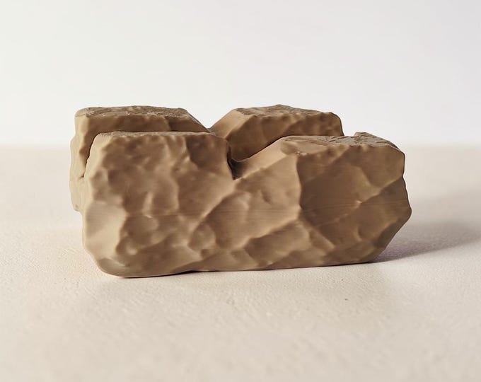 Business Card Holder – Rock-Shaped Desk Organizer, 3D Printed Stone Texture