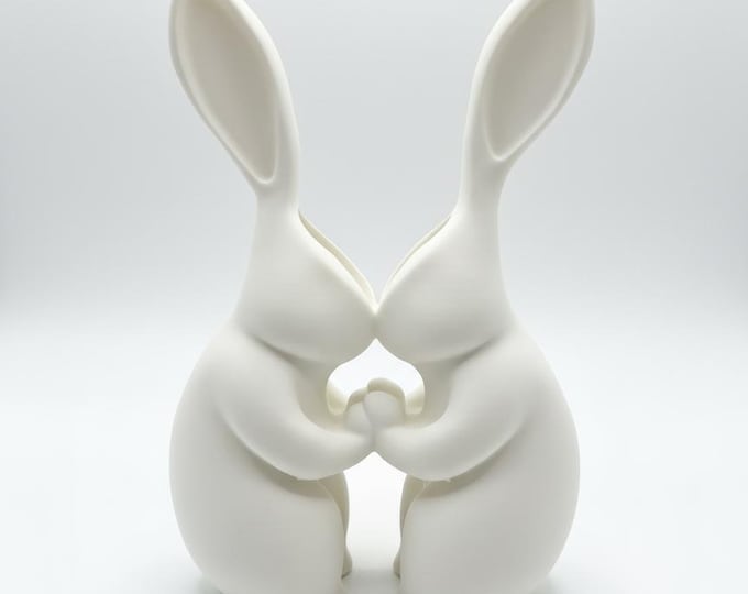 Twin Bunny Planter 7.87" – Easter Spring Decor Vase, 3D Printed Rabbit Plant Holder