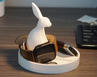 Elegant Bunny Catch-All Tray | 3D Printed Hare Jewelry Dish | Modern Key Holder | Minimalist Home Decor | Unique Gift Idea