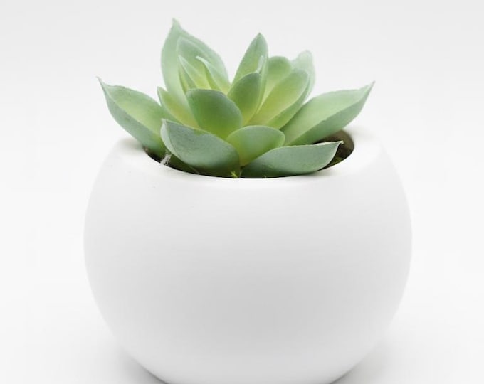 3D Printed Succulent Planter 3" Round – Minimalist Modern Desktop Plant Pot, Small Indoor Home Decor