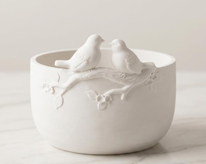 Lovebird Bowl Planter – Cottagecore Bird Dish, Sculptural Wedding Gift Bowl, Trinket Dish