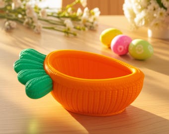 Easter Carrot Bowl 3D Printed Candy Dish Spring Table Decor Carrot Shaped Basket Treat Holder Kawaii Centerpiece Teacher Gift Trinket Dish