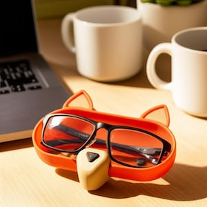 Organizador Gafas Animales 16cm Zorro Oso Conejo, Soporte Lentes Mesa Kawaii, Decoración Oficina, Regalo Maestro