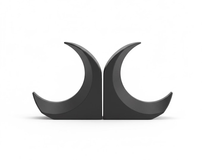 Crescent Moon Bookends – Minimalist Modern Bookshelf Decor, Celestial Home Office Accent (Set of 2)