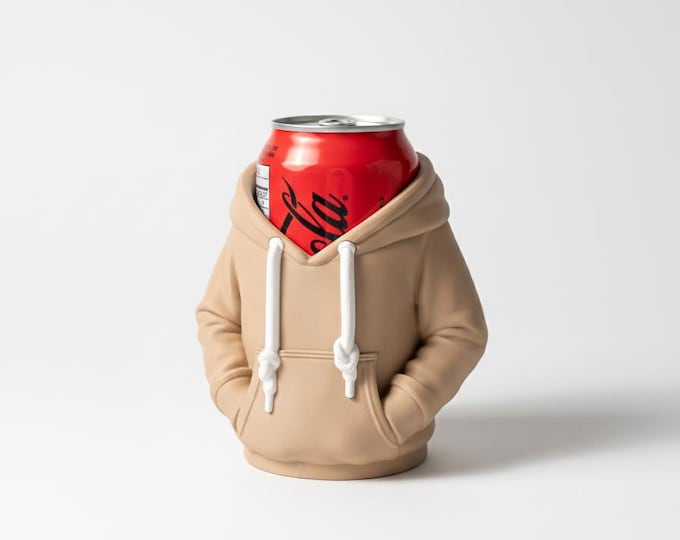 Hoodie Can Holder – 3D Printed Novelty Beer Cooler, Funny Gag Gift for Him Her, Desktop Drink Sleeve