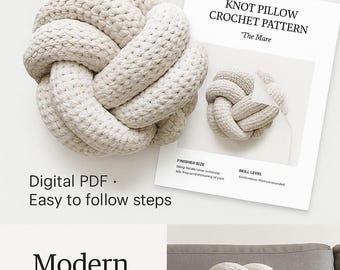 Chunky Velvet Knot Pillow Crochet Pattern, Beginner Friendly Home Decor (PDF Download)