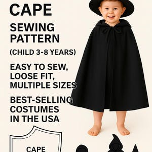 Wizard Capes Pattern Witch & Wizard Cape Sewing Pattern | Kids Halloween Cloak | 3–8 Years ...
