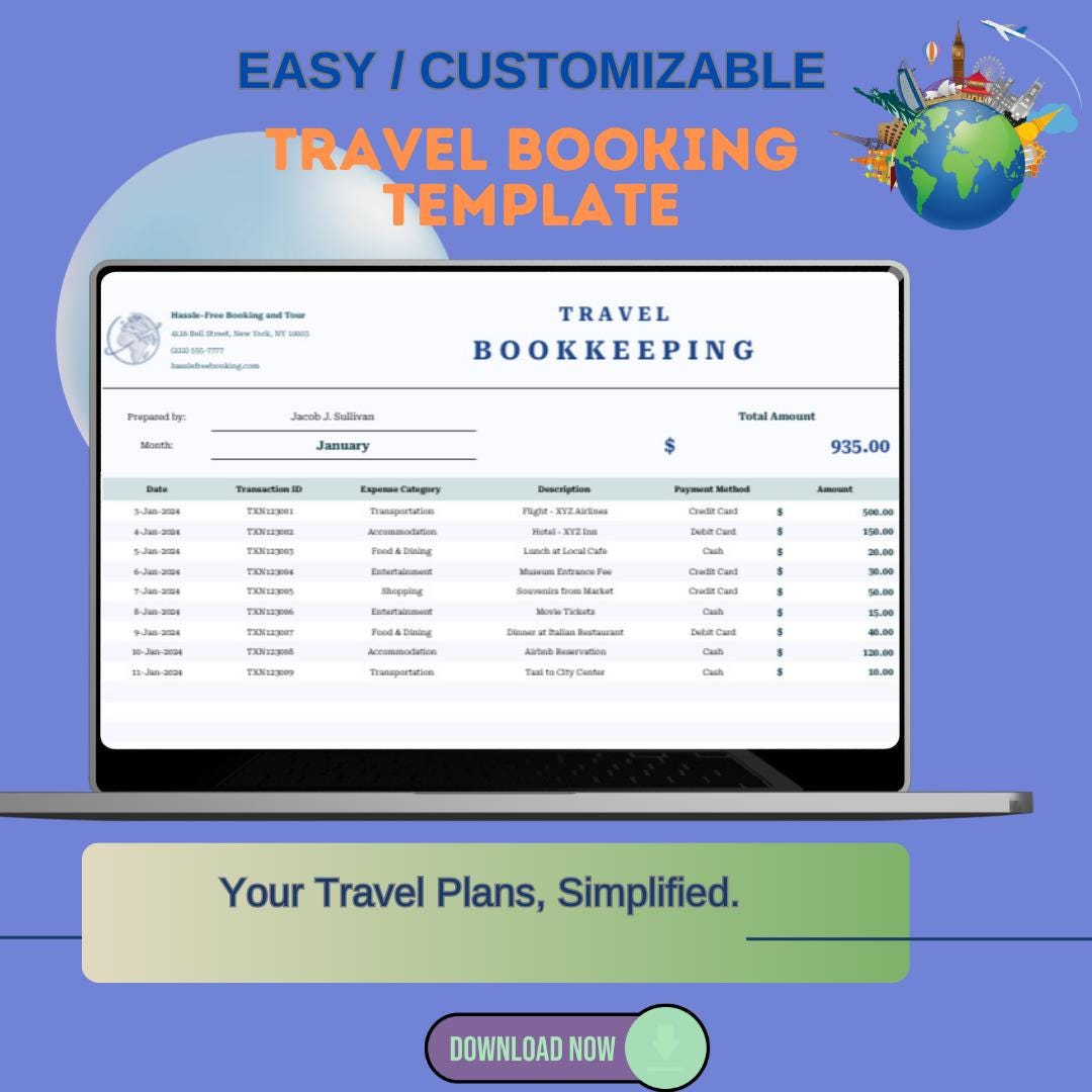 Ultimate Travel Booking Template: Simplify Your Travel Plans - Etsy